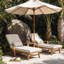 Chaise longue d'extérieur en bois d'acacia de style moderne Fairwyn avec dossier et coussin réglables Fairwyn-132451473-132451478