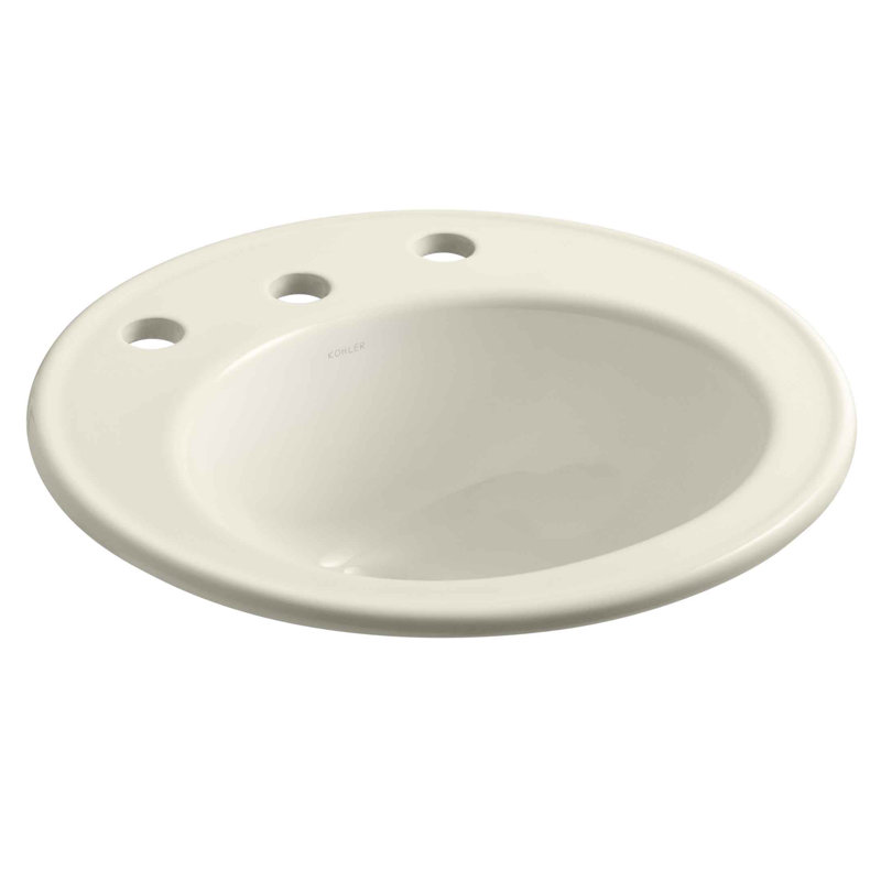 Lavabo de salle de bain circulaire encastré avec trop-plein Brookline, Impressions Sandbar, Centres de 8 po