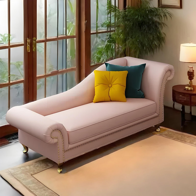 Chaise longue simple, simple, décontractée, confortable et moderne, Rose, Orienté à droite