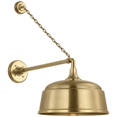 Thomas O'Brien, "Academy 17.5" Anchored Mack Barn Light in Hand-Rubbed Antique Brass with 8" Rockhouse Shade
