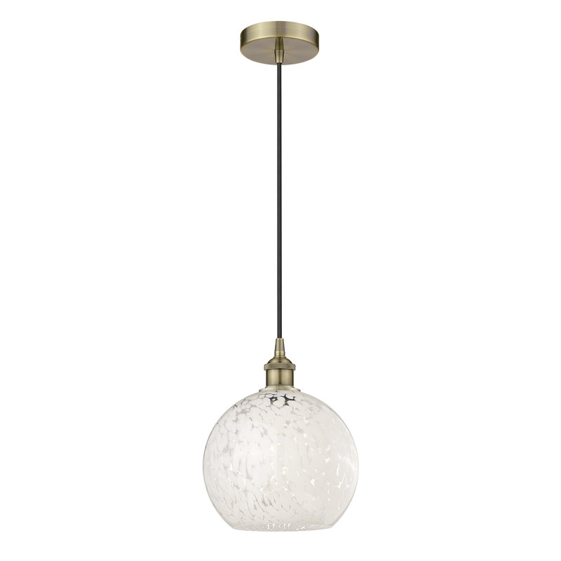 Mini-luminaire suspendu à cordon 1 lumière Edison White Mouchette 6 po-616-G1216, H 11,75 po x l 10 po x P 10 po
