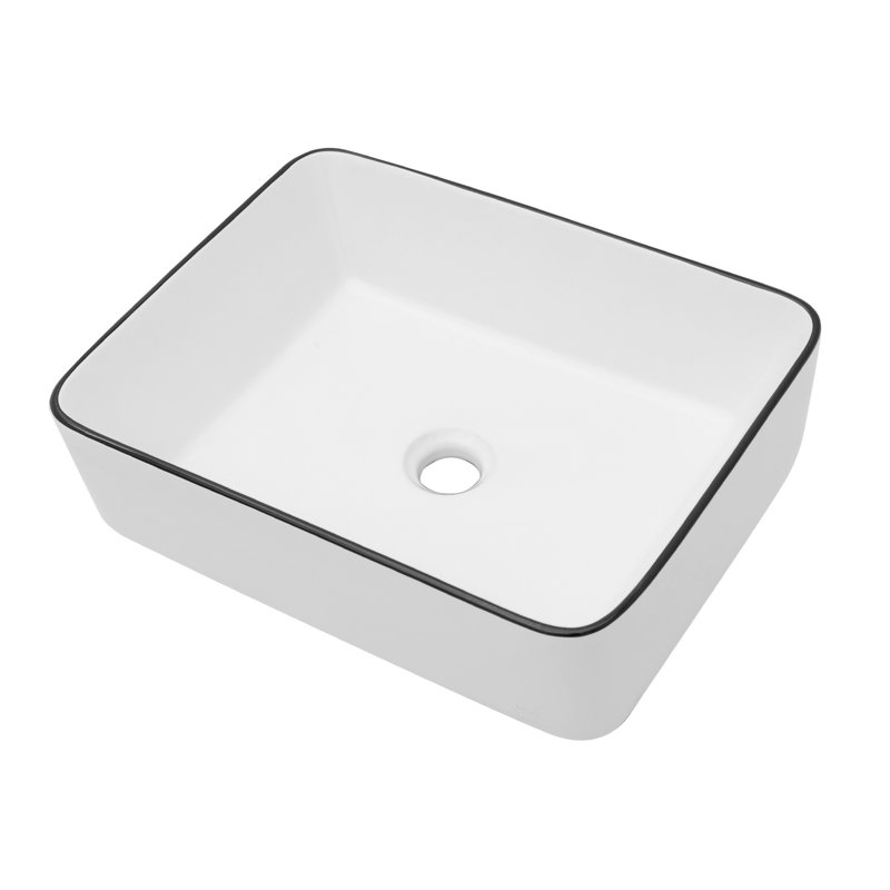 Quality 16X12 Inch White Ceramic Bathroom Vessel Sink - Long-Lasting Performance Modern Rectangular Attractive Design
