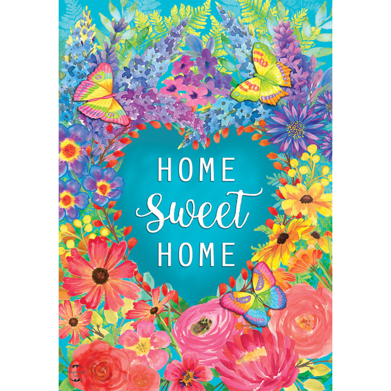 Drapeau de maison de printemps Floral Home Sweet Home