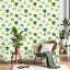 Papier peint adhésif autocollant à quatre feuilles vert botanique, vert, jaune, floral