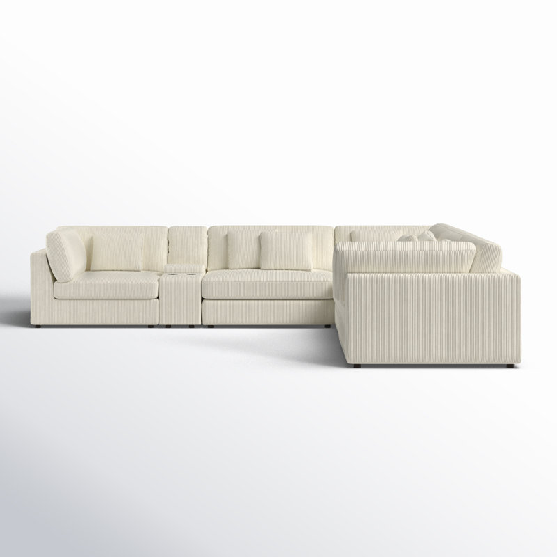 Limones Corduroy L-Shaped Sectional Reversible, Beige Corduroy