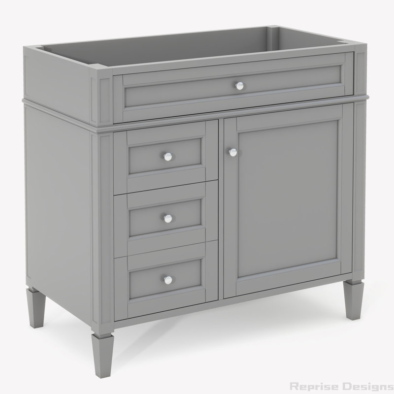 Base de meuble-lavabo simple 35 po seulement, Gris, Argent