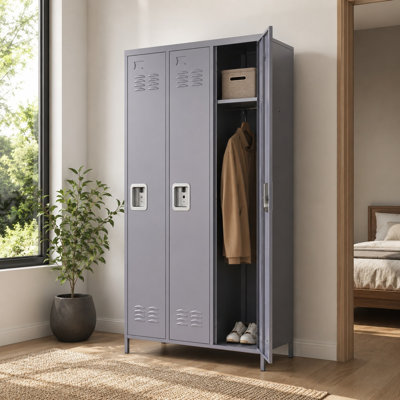 3 Door 72"h Metal Lockers With Lock For Employees,storage Locker Cabinet For Home Gym Office School Garage