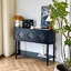 Console demi-cercle en bois massif noir-327508772
