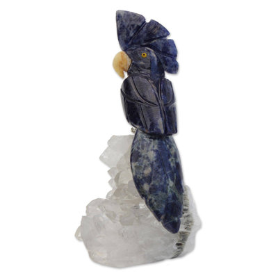 Figurine sodalite et quartz cacatoès Clarkedale