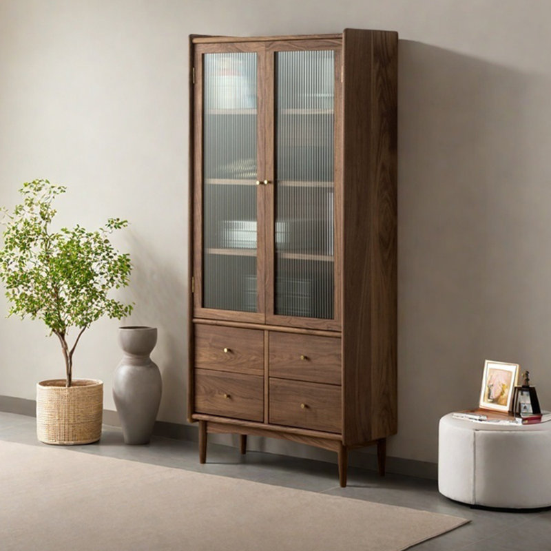 Nordic style solid wood storage bookcase
