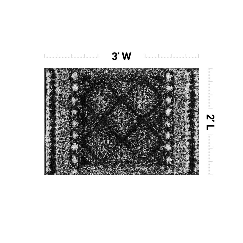 Tapis à poil long géométrique gris anthracite foncé - velours moyen, texture douce, adapté aux enfants