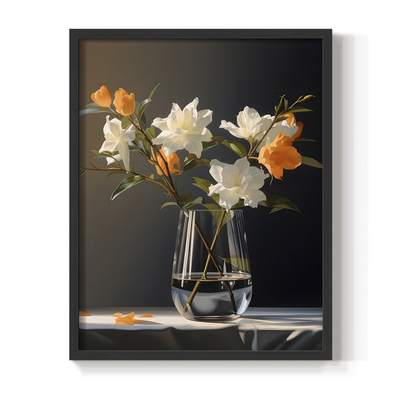 Reproduction encadrée Classy Vase II - bois massif, H 21 po x l 17 po, Noir, noir, noir, noir