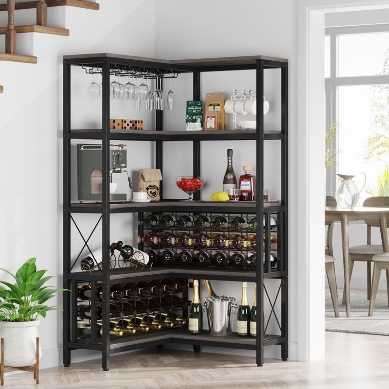 42 Bottle Wine Bottle & Glass Rack, Grey