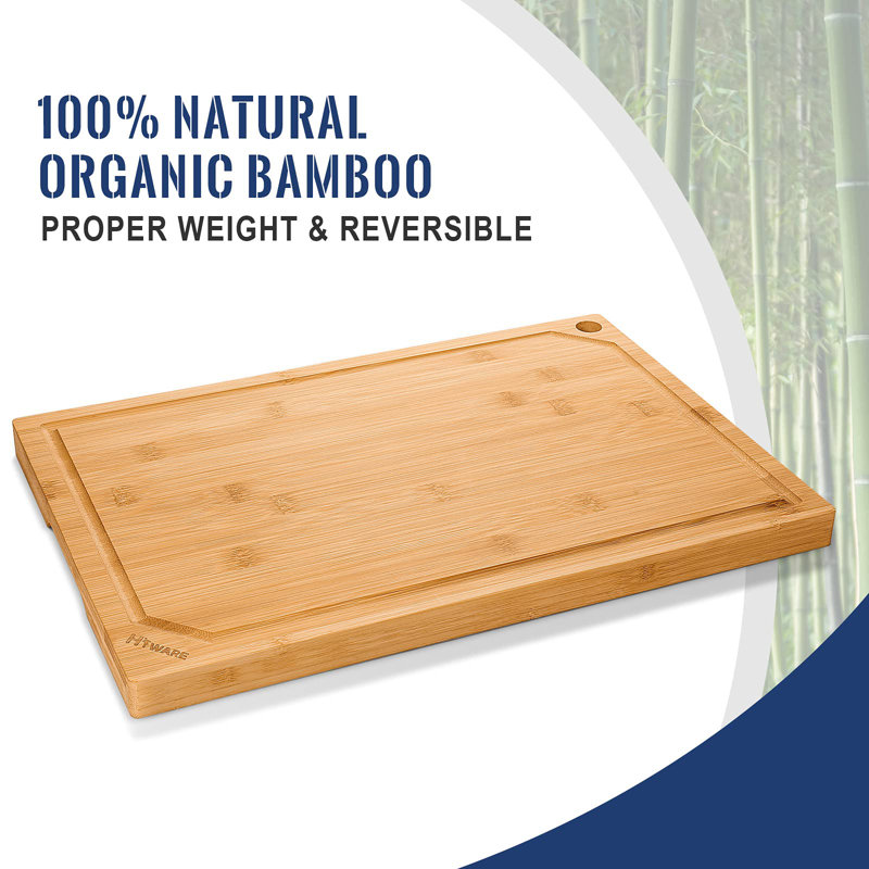 Hiware Extra Large Bamboo Cutting Boards Set with Juice Groove