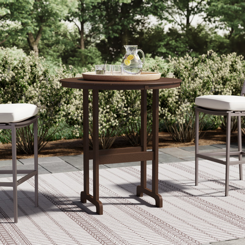 POLYWOOD Round Farmhouse Counter Table, 36", Mahogany