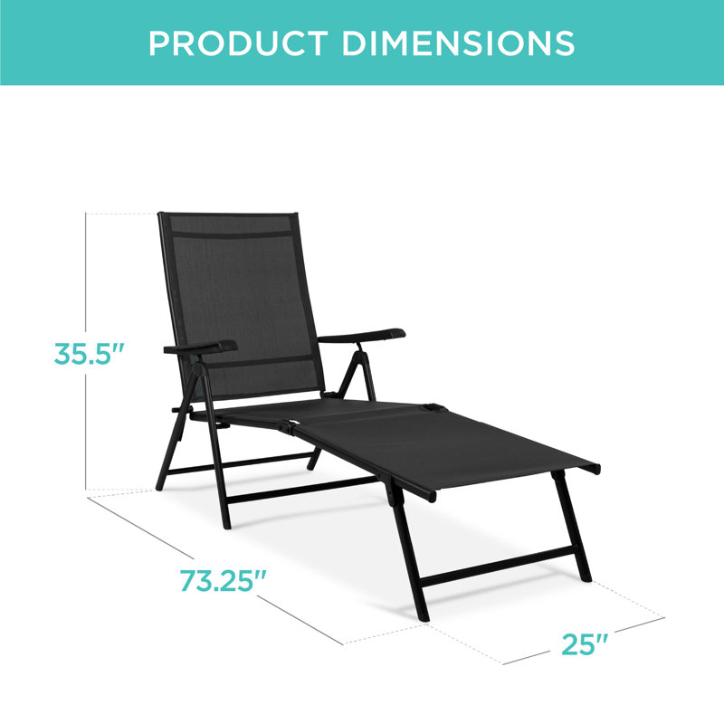 Jimell Outdoor Metal Chaise Lounge, Black, Black