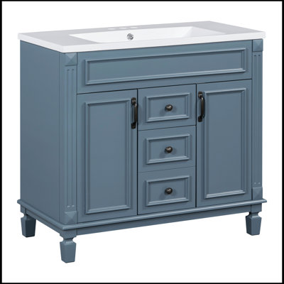 Alfeu 35.9 " W Freestanding Standard and Wall Mounted 1 Single Vanity Bathroom Vanity With Top
