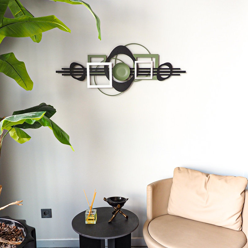 Stylish Decorative Metal Wall Accessory, Black, Green & Silver, 16.1 x 39.0 inches | 100% Steel, Thickness: 0.06 inches | Lightweight at 3.7 lbs | Perfect for Modern Home Decor & Unique Accent Pieces
