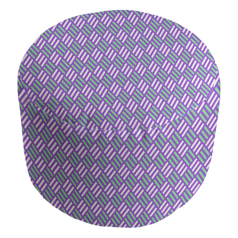 Avicia Upholstered Pouf, Purple/Green/White