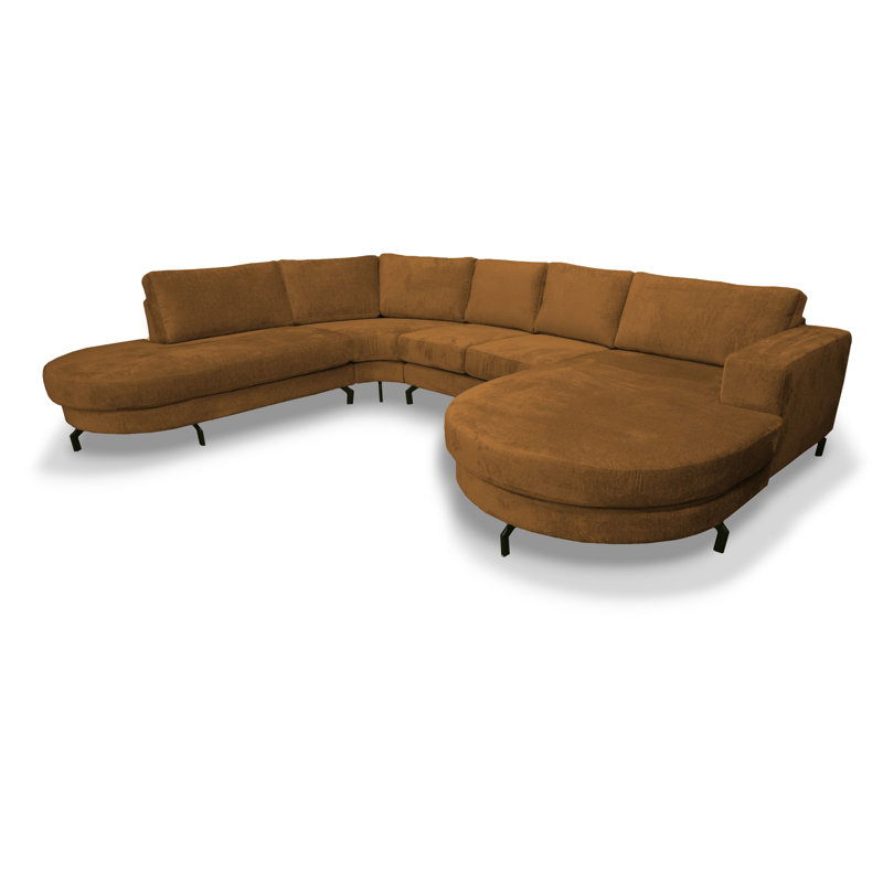 6 Seater Corner Sofa , Orange, Left Hand Facing