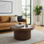 Table basse 33,5 "Mid-Century avec base cylindrique, table basse ronde cannelée avec plateau épaissi-1550365092
