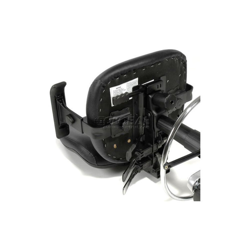 Black Adjustable Vinyl Mid Back Stool with Steel Frame