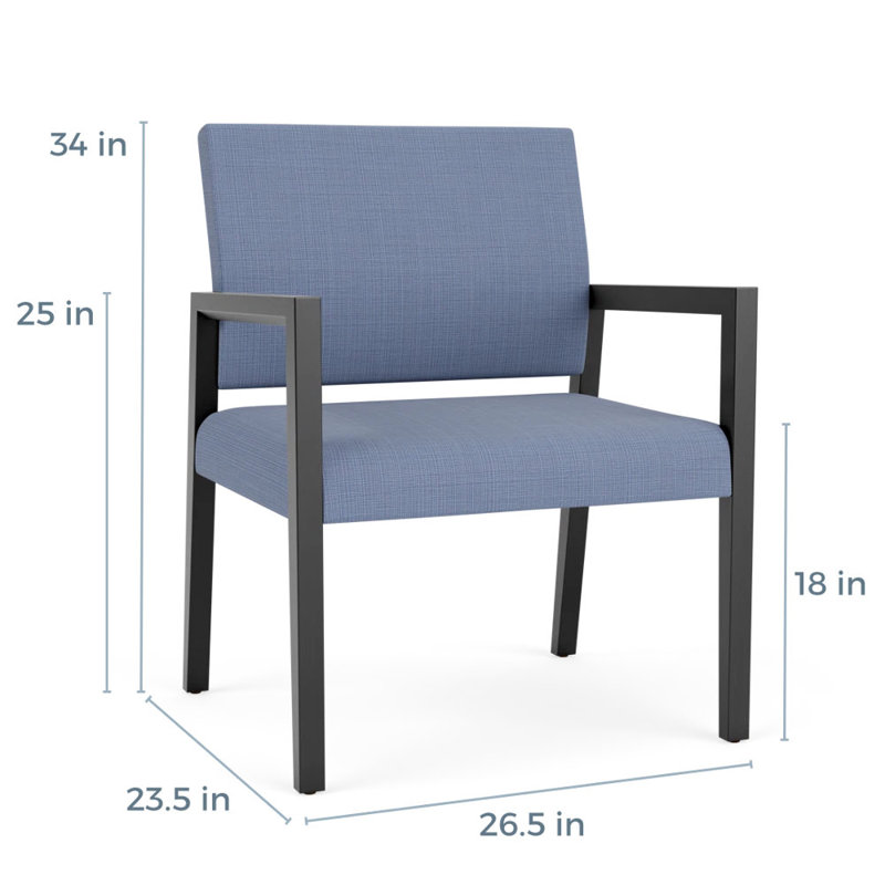 Chaise d'invité surdimensionnée Brooklyn, Noir, Chambray bleu marine clair