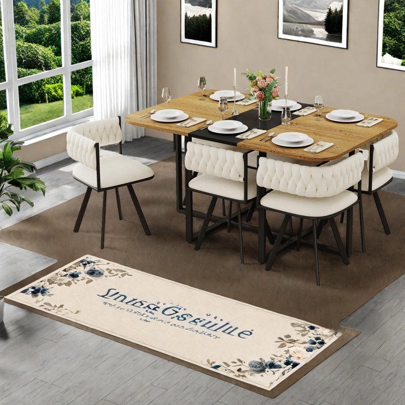 Ensemble de table de salle à manger moderne 7 pièces avec chaises en velours