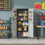 Armoire de rangement 71 po en métal avec roulettes - Armoire de rangement robuste pour outils pour la maison, le bureau, l'école et le garage, noir / gris