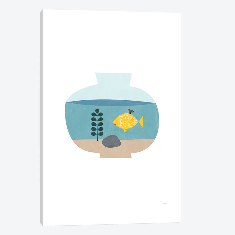 « un poisson rouge », impression sur toile, H 12 po x l 8 po x P 0,75 po, Toile tendue, Pas de tapis