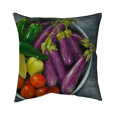 Bowl of vegetables - 18"x18" Outdoors Throw pillow - Spun poly - Print on demand