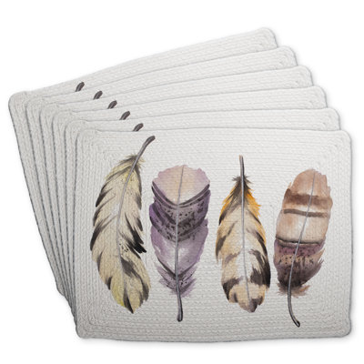 Purple Feather Braided Polyester Andaluss | Set of 6 Decor