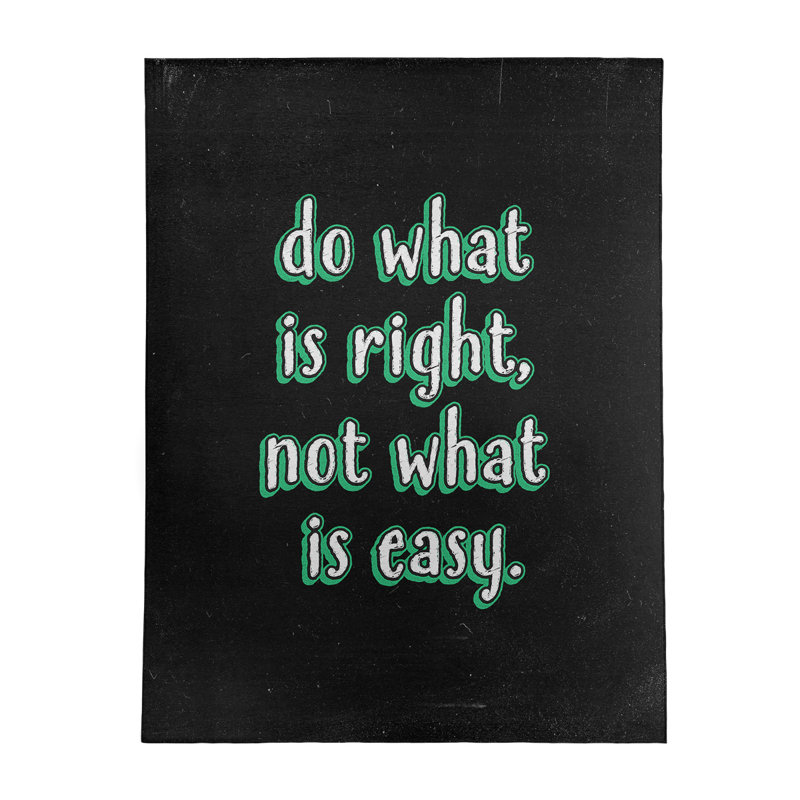 Tapis en poly-chenille style tableau noir do what is right quote, Rectangle 9 pi x 12 pi