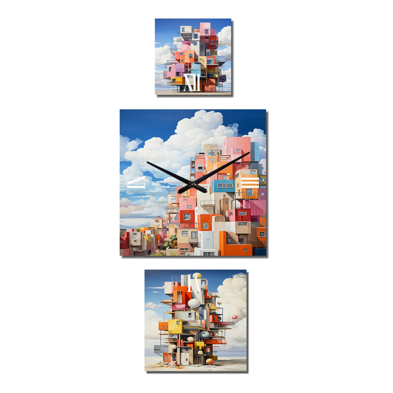 Horloge murale en forme de tour cubique