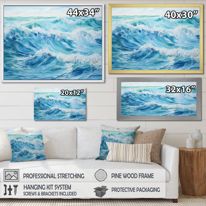 Ocean Charm IV, impression sur toile, H 16 po x l 32 po x P 1 po, Cadre simple blanc