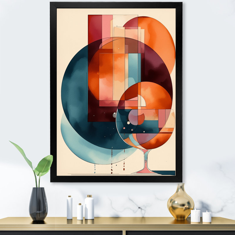 Albia Rhythms géométrique orange III, H 20 po x l 12 po x P 1 po, Cadre photo noir