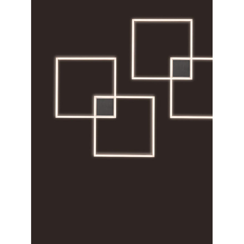 Plafonnier encastré à DEL en acrylique Rients, Gris foncé satiné, H 3,5 po x l 28,4 po x P 28,4 po
