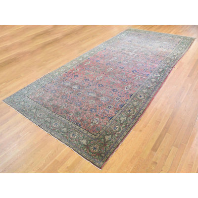 9'2" x 19'2" Vintage Hand Knotted Pink Wool Rectangle Oriental Rug - MOA10266995