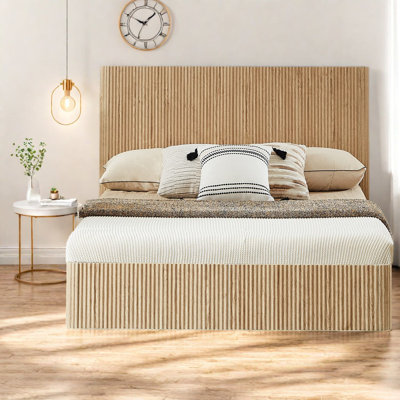 Lits pour grand lit avec panneau de fibres à densité moyenne en chêne, style campagnard rustique