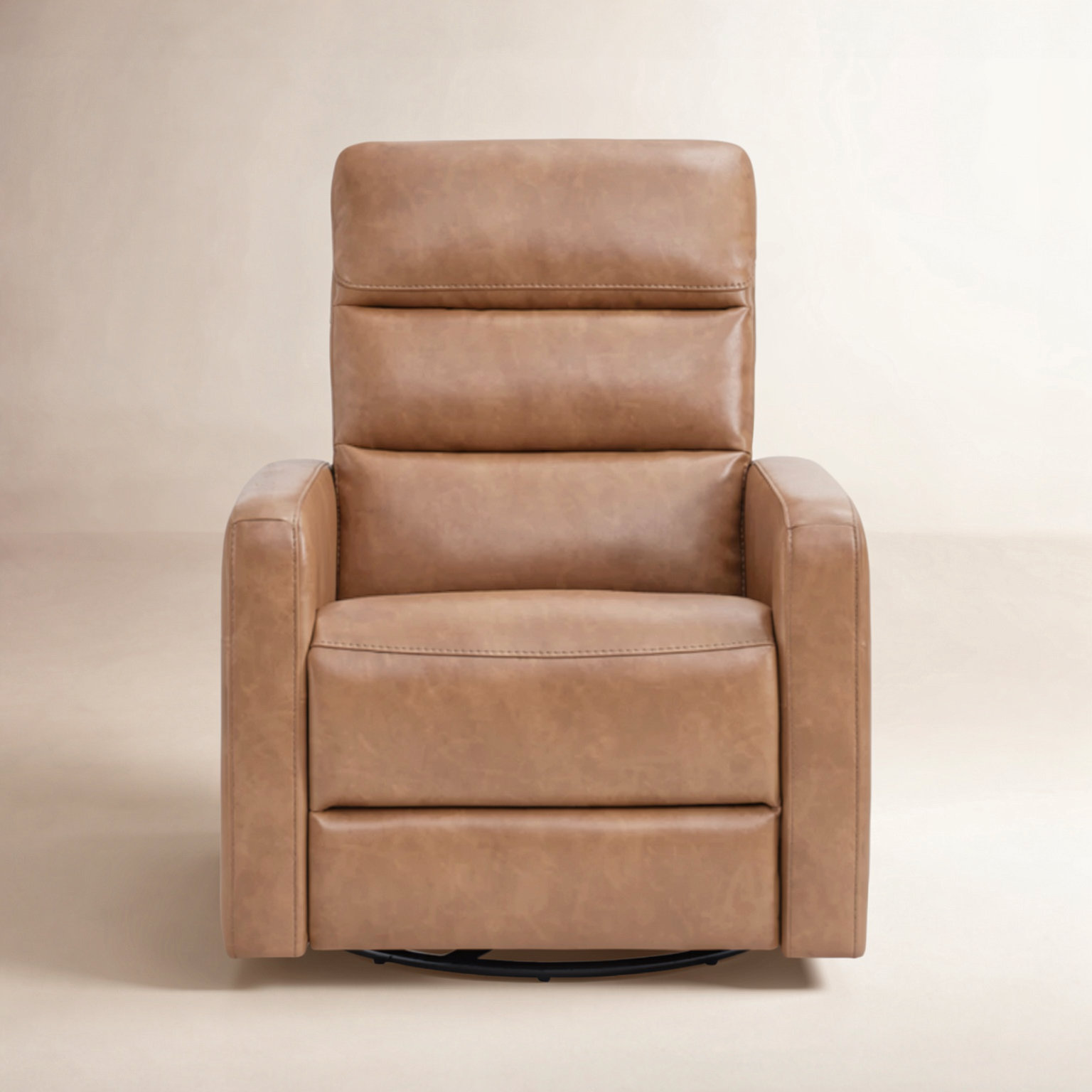 Mila 33" Genuine Leather Swivel Power Recliner, Brown