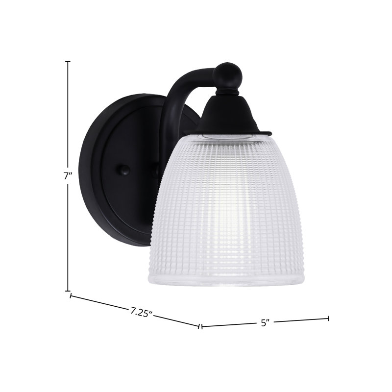 Paramount Wall Sconce Shown In Matte Black Finish With 5" Clear Ribbed Glass