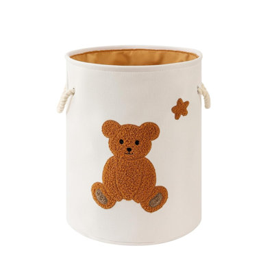 Panier de rangement pour peluches - Décoration de chambre de bébé - Panier de rangement pour vêtements sales - Avec fermeture à cordon - Convient pour les chambres à coucher, les salons et les chambres de bébé - Forme d'ours