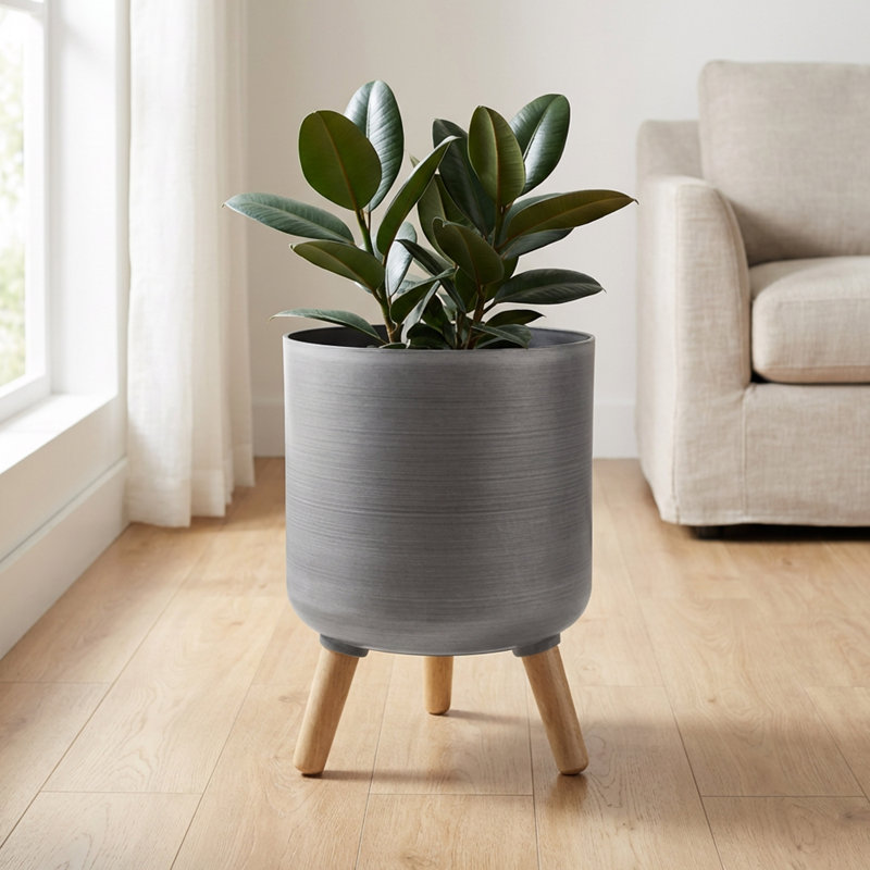 Modena Planter with Stand, Brushed, Gray