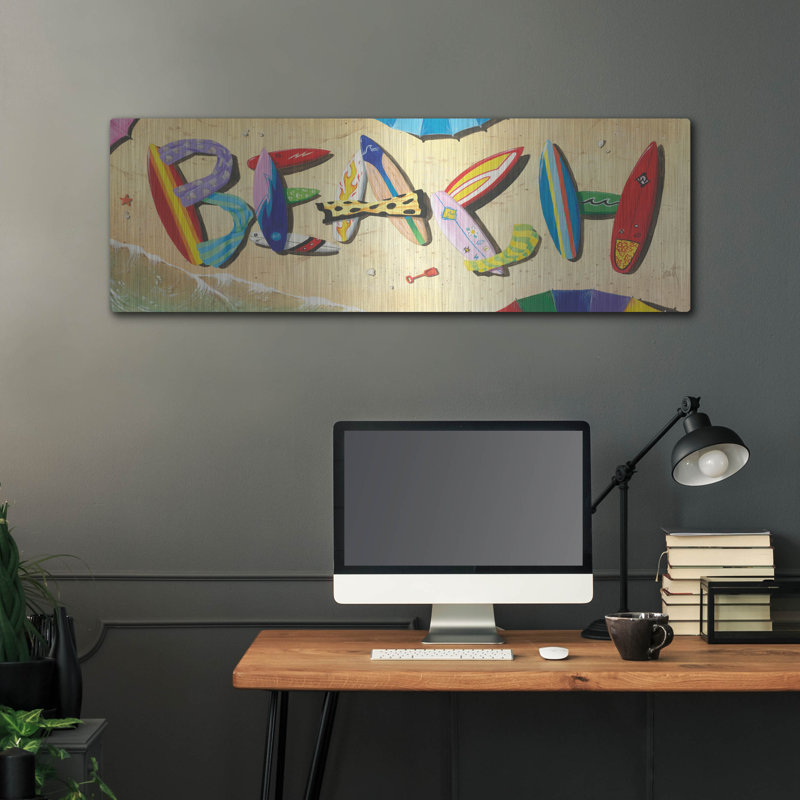 Art mural en métal Rosecliff Heights «Beach In Boards» par Scott Westmoreland, H 16 po x l 48 po