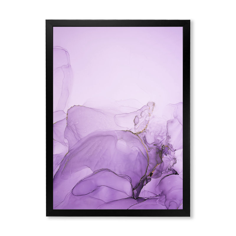 Art luxueux sur toile marbré mauve de luxe III, H 20 po x l 12 po x P 1 po, Toile avec cadre photo noir