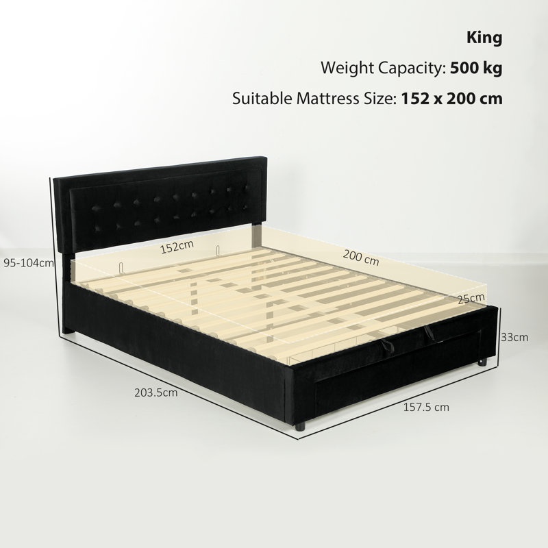 Upholstered Ottoman Bed, Black