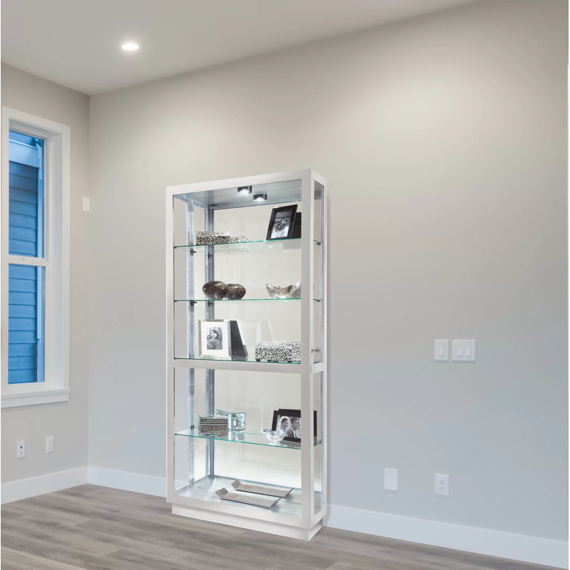 Jayden Lighted Curio Cabinet, Silver