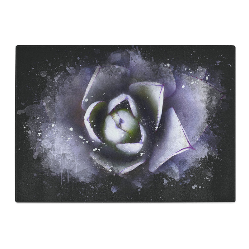 Tempered Glass Lilac Succulent Plant Chopping Board, 28.5 cm x 39 cm