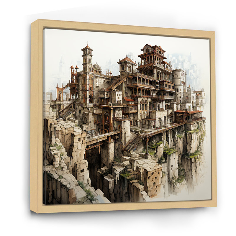 «Alytic dessin of A Fortresses I »sur impression sur toile, Cadre naturel flottant, 24" H x 24" W