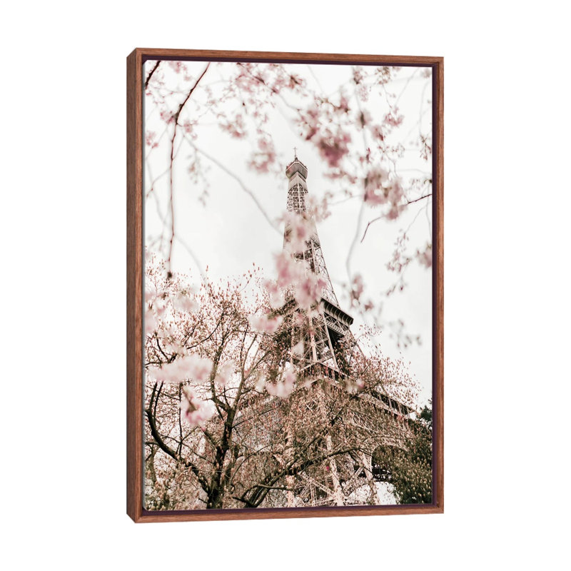 " Paris In Bloom " by Ruby And B, Classic Brown Wood Framed Canvas, No Mat, 60" H x 40" W x 1.5" D
